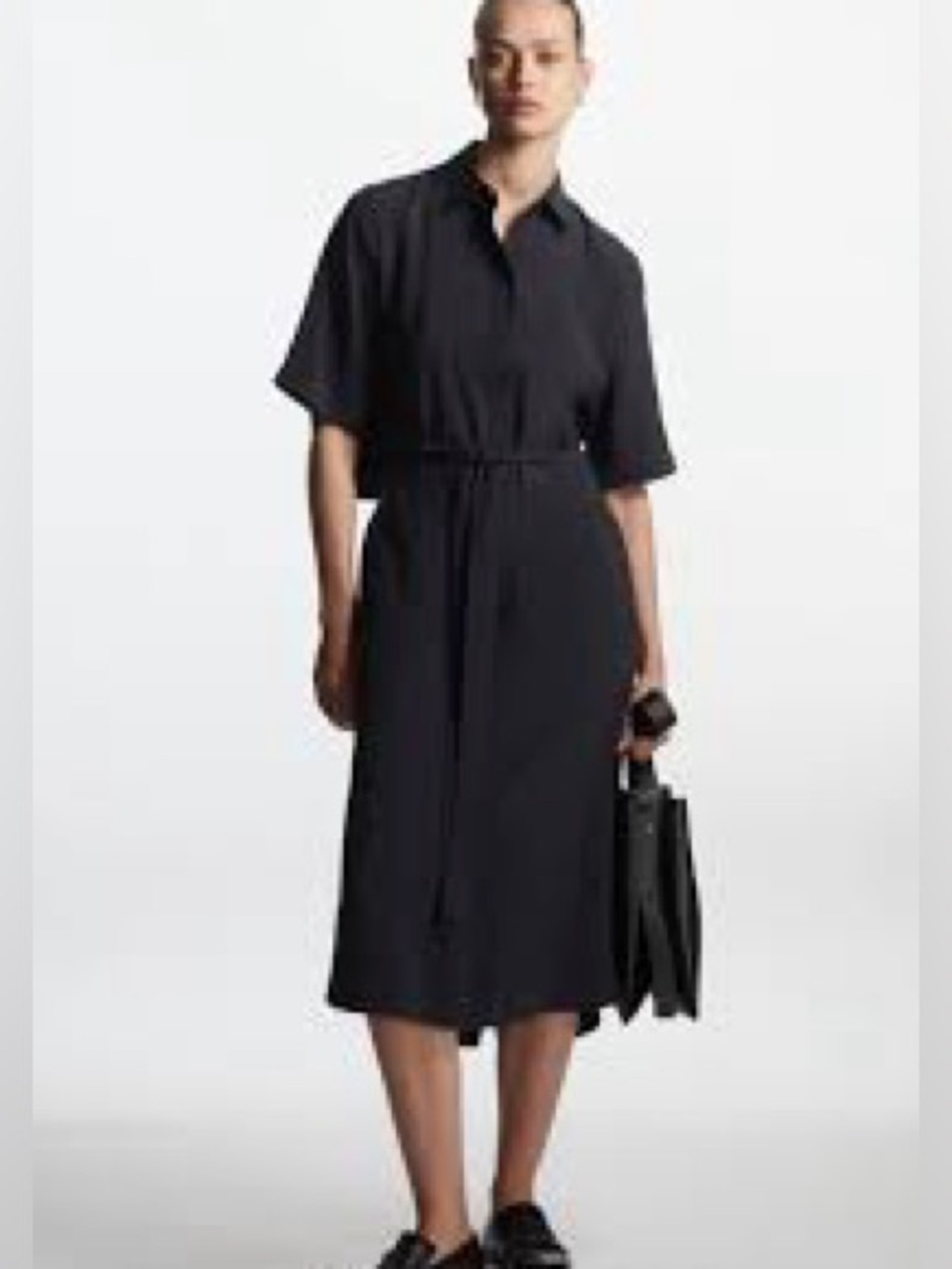 Cos Tencel Modal Blebd Belted Cutout Back Midi Dress